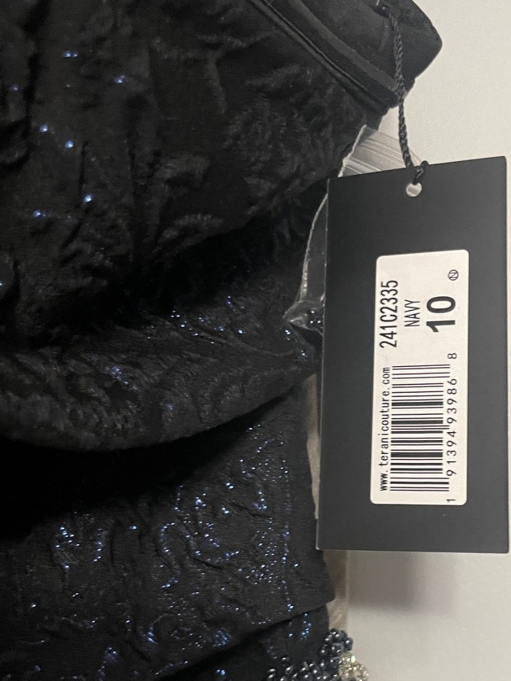 Terani Couture Black Strapless Beaded Waist Evening Dress - Picture 4 of 6